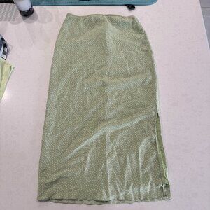 PacSun LA Hearts Ditsy Floral Daisy Maxi Skirt in Sage Green, Sz S